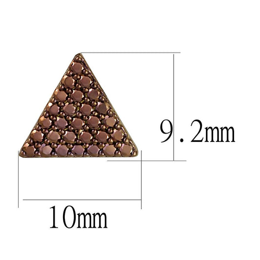 3W1122 - IP Coffee light Brass Earrings with AAA Grade CZ in Light Coffee-1