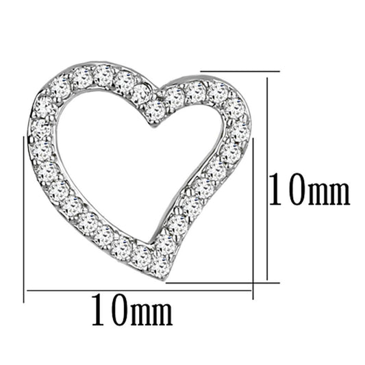 3W346 - Rhodium Brass Earrings with AAA Grade CZ in Clear-1