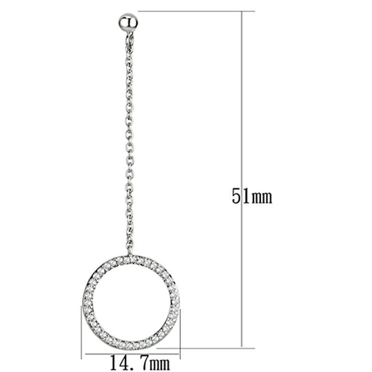 3W364 - Rhodium Brass Earrings with AAA Grade CZ in Clear-1