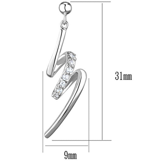 3W632 - Rhodium Brass Earrings with AAA Grade CZ in Clear-1