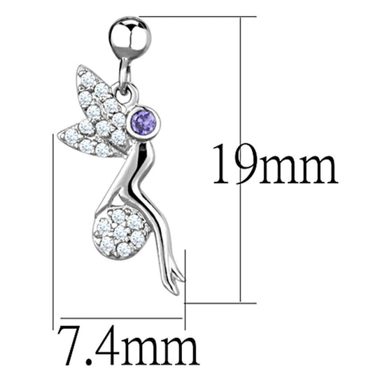 3W670 - Rhodium Brass Earrings with AAA Grade CZ in Amethyst-1
