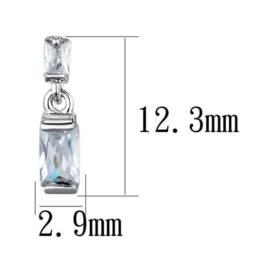 3W887 - Rhodium Brass Earrings with AAA Grade CZ in Clear-1