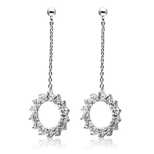 3W081 - Rhodium Brass Earrings with AAA Grade CZ in Clear-1