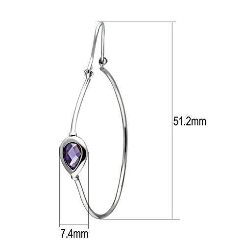 3W099 - Rhodium Brass Earrings with AAA Grade CZ in Amethyst-1