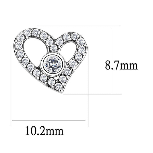 DA075 - High polished (no plating) Stainless Steel Earrings with AAA Grade CZ in Clear-1
