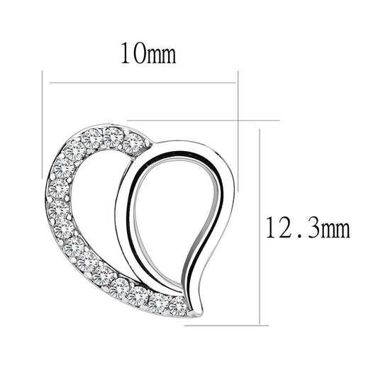 DA076 - High polished (no plating) Stainless Steel Earrings with AAA Grade CZ in Clear-1