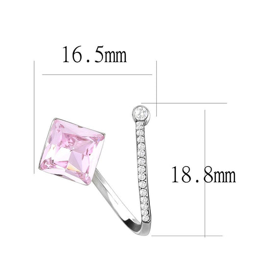 DA377 - High polished (no plating) Stainless Steel Earrings with Top Grade Crystal in Light Rose-1