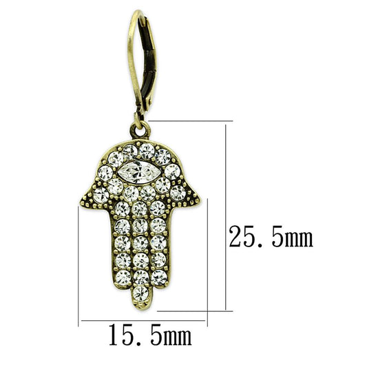 LO3853 - Antique Copper Brass Earrings with Top Grade Crystal in Clear-1