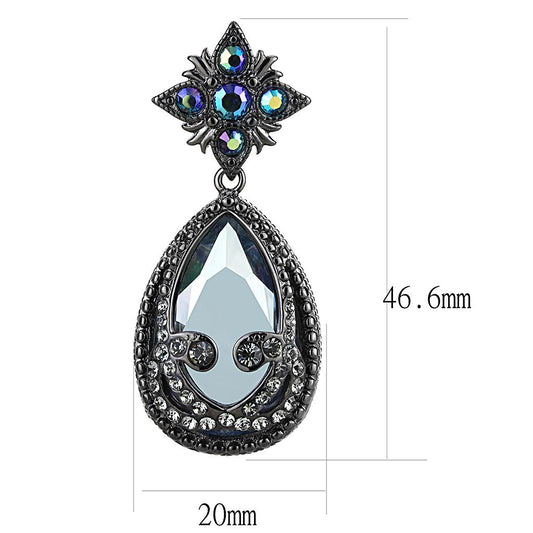LO4201 - TIN Cobalt Black Brass Earrings with AAA Grade CZ in Clear-1
