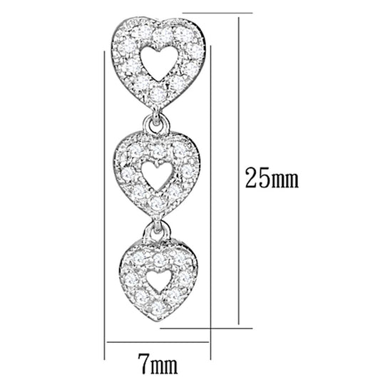 LOS722 - Rhodium 925 Sterling Silver Earrings with AAA Grade CZ in Clear-1