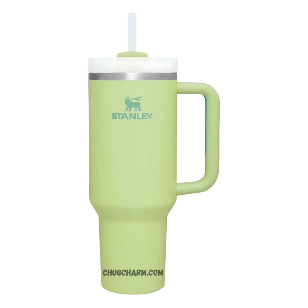 Stanley 40 oz Tumbler in Citron with a sturdy handle and double-wall insulation for keeping drinks at the perfect temperature.