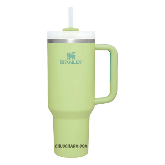 Stanley 40 oz Tumbler in Citron with a sturdy handle and double-wall insulation for keeping drinks at the perfect temperature.