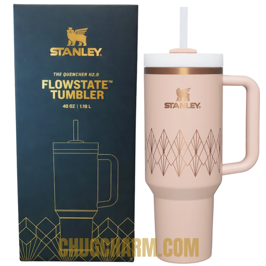 Stanley Blush Gloss Deco 40oz Tumbler – sophisticated insulated tumbler with a soft blush pink gloss finish, ideal for a chic, modern look.