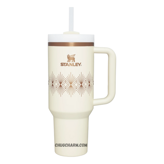 Stanley Cream Gloss Deco 40oz Tumbler – stylish insulated tumbler with a smooth cream-colored gloss finish, combining elegance and functionality.