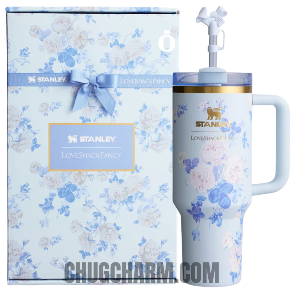Stanley Everblooming Rosettes 40oz Tumbler with Gift Box – floral-themed insulated tumbler featuring a delicate rosette design, beautifully presented in a gift box.