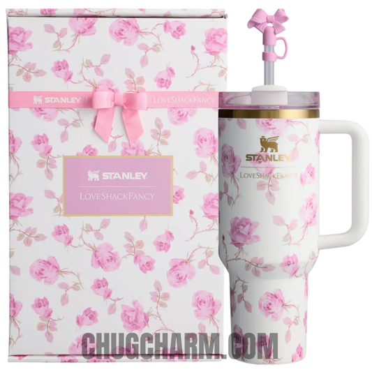 Stanley Ribbon Rosa 40oz Tumbler with Gift Box – elegant insulated tumbler in a soft rosa color, presented in a stylish gift box for a perfect present.
