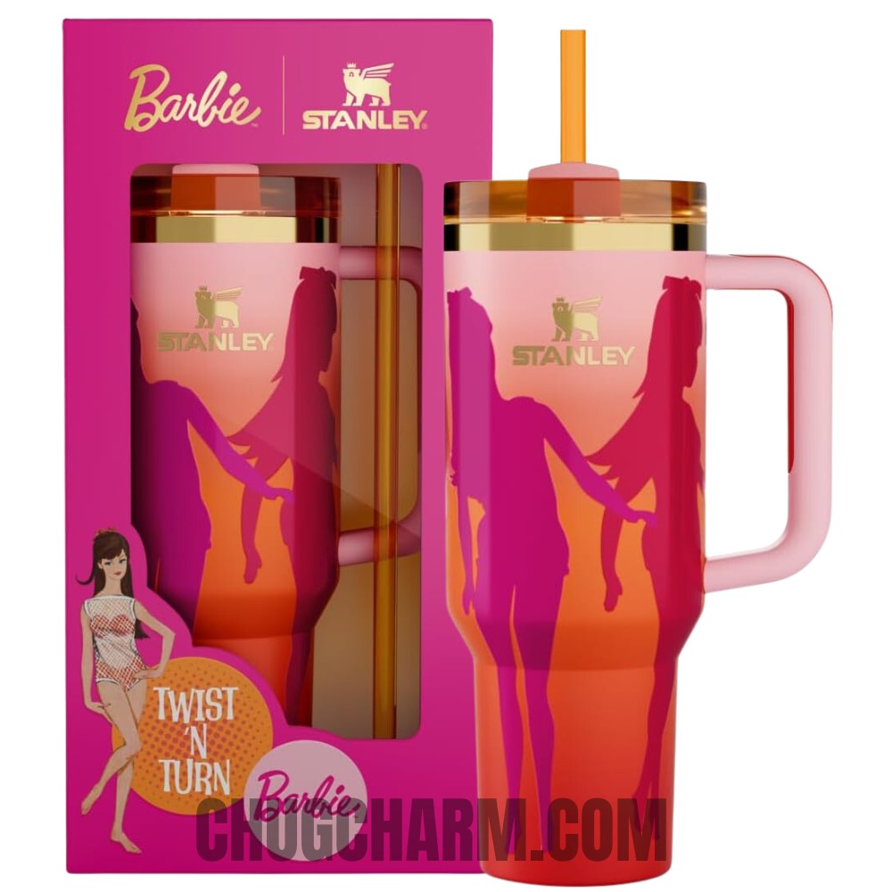 Stanley X Barbie 60s Twist 'N Turn 40oz Tumbler – vintage-inspired insulated tumbler featuring a playful 60s design celebrating Barbie's iconic style.