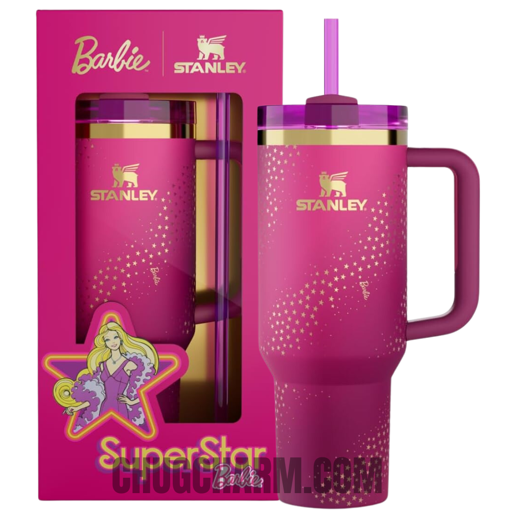 Stanley X Barbie 70s Super Star 40oz Tumbler – glamorous insulated tumbler with a sparkling 70s-inspired Barbie design.