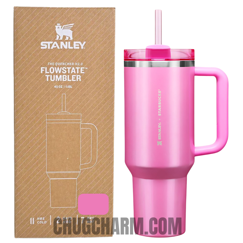 Stanley X Starbucks Pink 40oz Tumbler – trendy insulated tumbler in a soft pink color, perfect for coffee enthusiasts and those on the go.