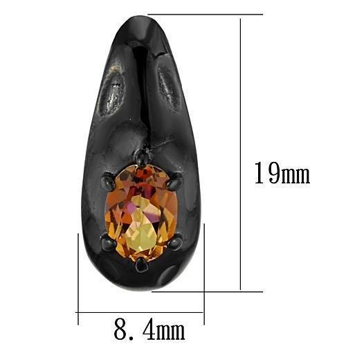 TK1452 - IP Black(Ion Plating) Stainless Steel Earrings with Semi-Precious Citrine in Topaz Multicolor-1