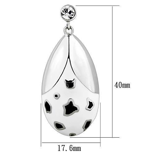 TK1462 - High polished (no plating) Stainless Steel Earrings with Top Grade Crystal in Clear-1