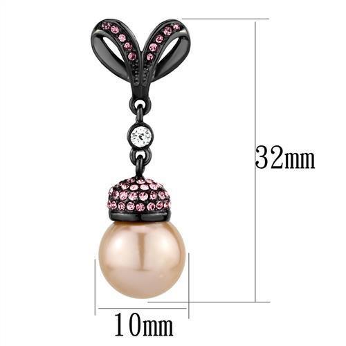TK2710 - IP Light Black (IP Gun) Stainless Steel Earrings with Synthetic Pearl in Rose-1