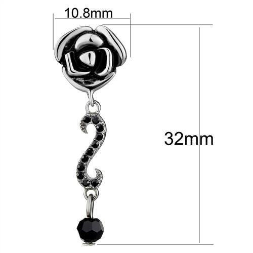 TK2951 - High polished (no plating) Stainless Steel Earrings with Top Grade Crystal in Jet-1