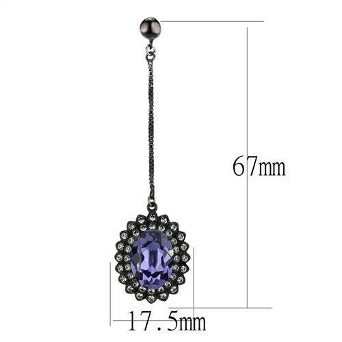 TK3073 - IP Black(Ion Plating) Stainless Steel Earrings with Top Grade Crystal in Tanzanite-1