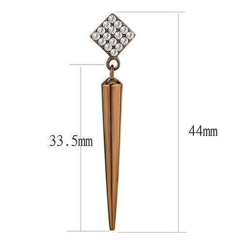 TK3158 - IP Coffee light Stainless Steel Earrings with AAA Grade CZ in Clear-1