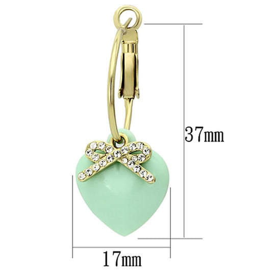 VL101 - IP Gold(Ion Plating) Brass Earrings with Synthetic Synthetic Stone in Emerald-1