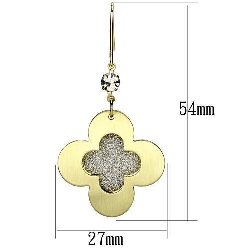 LO2668 - Matte Gold & Gold Iron Earrings with Top Grade Crystal in Clear-1