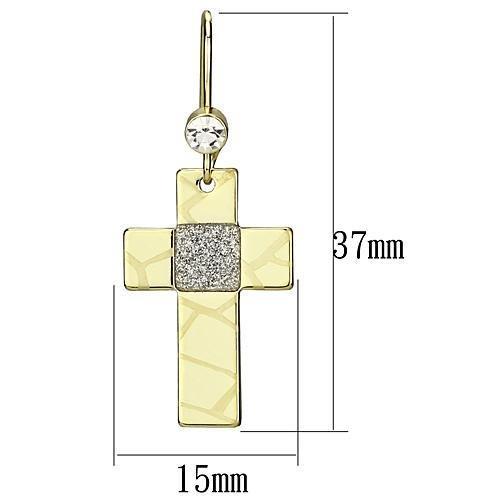 LO2734 - Gold Iron Earrings with Top Grade Crystal in Clear-1