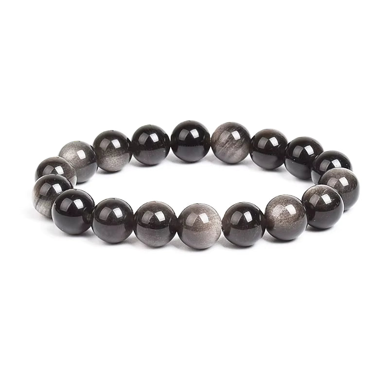 10mm Natural Stone Bracelet Tiger Eye Jasper Agate Elastic Unisex