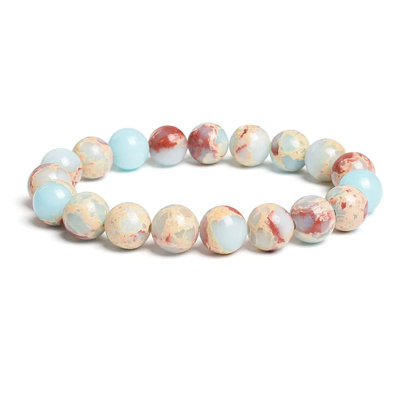 10mm Natural Stone Bracelet Tiger Eye Jasper Agate Elastic Unisex