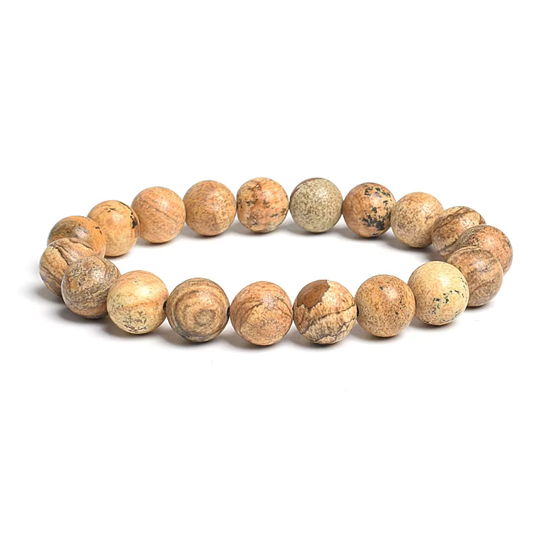 10mm Natural Stone Bracelet Tiger Eye Jasper Agate Elastic Unisex