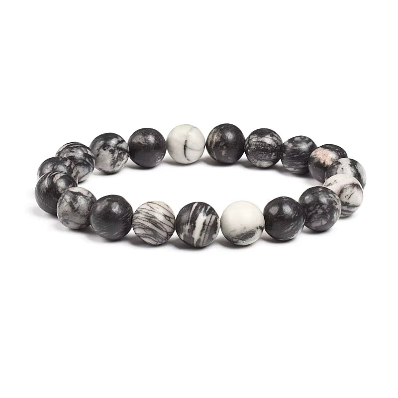 10mm Natural Stone Bracelet Tiger Eye Jasper Agate Elastic Unisex