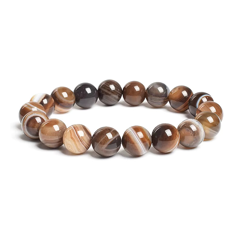10mm Natural Stone Bracelet Tiger Eye Jasper Agate Elastic Unisex