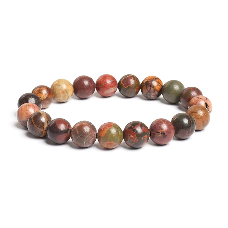 10mm Natural Stone Bracelet Tiger Eye Jasper Agate Elastic Unisex