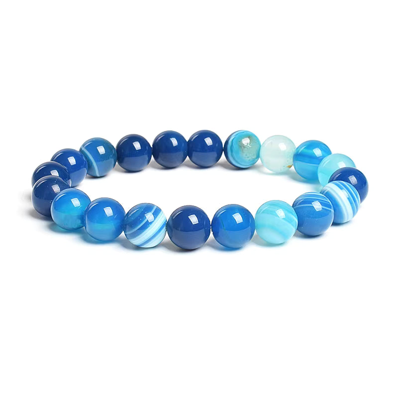 10mm Natural Stone Bracelet Tiger Eye Jasper Agate Elastic Unisex