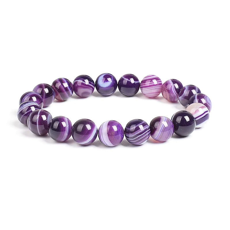 10mm Natural Stone Bracelet Tiger Eye Jasper Agate Elastic Unisex
