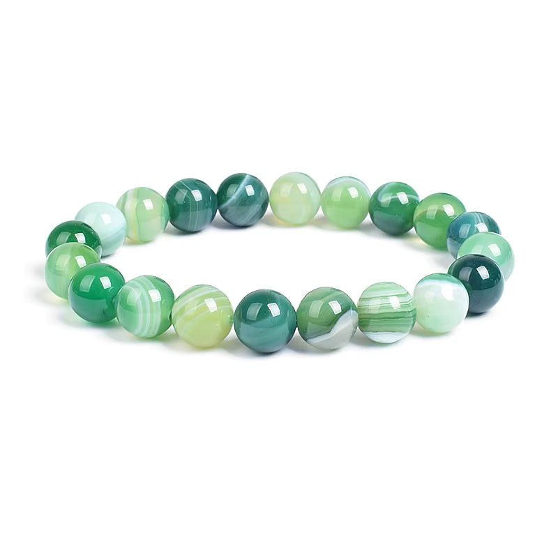 10mm Natural Stone Bracelet Tiger Eye Jasper Agate Elastic Unisex