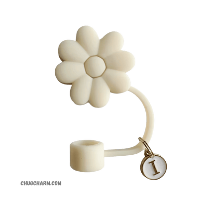 Personalized Flower Silicone Straw Cap for Stanley Tumbler – A to Z Initial Charm