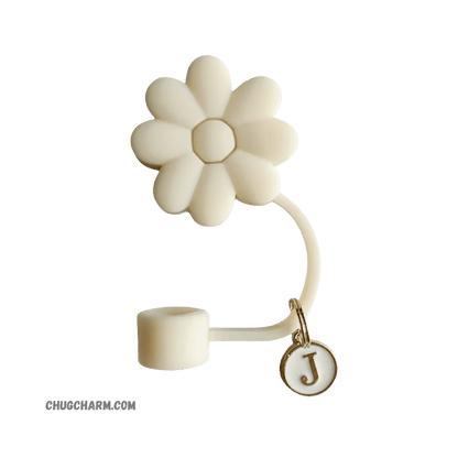 Personalized Flower Silicone Straw Cap for Stanley Tumbler – A to Z Initial Charm