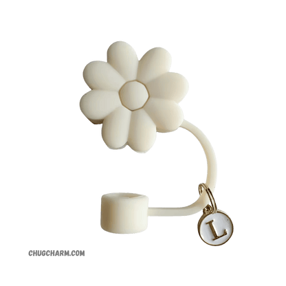 Personalized Flower Silicone Straw Cap for Stanley Tumbler – A to Z Initial Charm