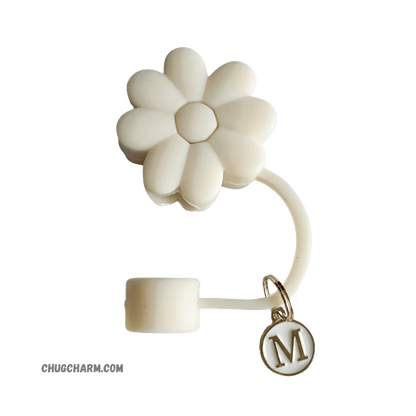 Personalized Flower Silicone Straw Cap for Stanley Tumbler – A to Z Initial Charm