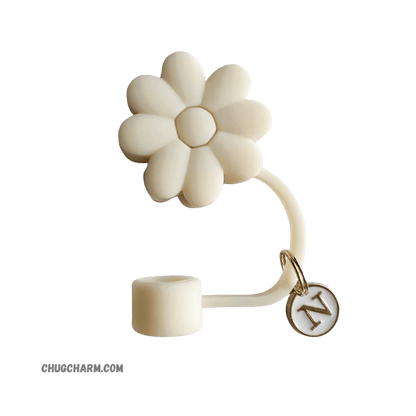 Personalized Flower Silicone Straw Cap for Stanley Tumbler – A to Z Initial Charm
