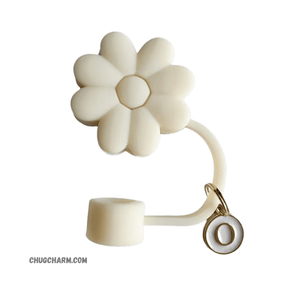 Personalized Flower Silicone Straw Cap for Stanley Tumbler – A to Z Initial Charm