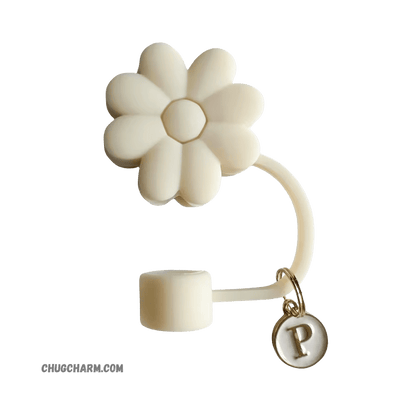 Personalized Flower Silicone Straw Cap for Stanley Tumbler – A to Z Initial Charm