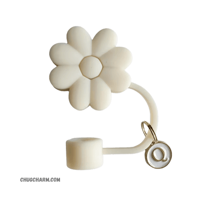 Personalized Flower Silicone Straw Cap for Stanley Tumbler – A to Z Initial Charm