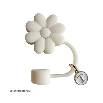 Personalized Flower Silicone Straw Cap for Stanley Tumbler – A to Z Initial Charm